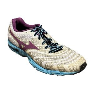 MIZUNO Women's Wave Sayonara 2 White Gray Purple Running Athletic Shoe-Size 6.5